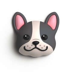 3D Render Cute French Bulldog Illustration With A Soft Color Concept And A Shape Like A Toy Or Doll
