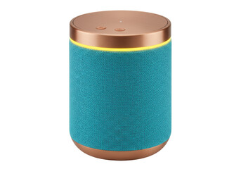 Isolated fabric cylinder portable speaker with copper metallic trim, audio enjoyment and sound