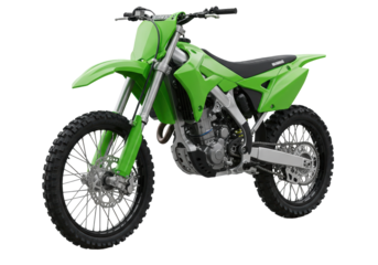 Isolated motocross bike for racing, a green motorcycle, and dirt bike suitable for off-road action