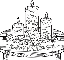 halloween candle coloring page design