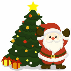 santa claus and christmas tree