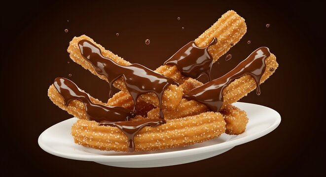 Churros with Chocolate Sauce - Sweet Dessert