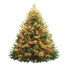 christmas decoration. Christmas tree adorned with lights and ornaments.