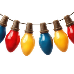 christmas decoration. Colorful holiday light bulbs on a string.