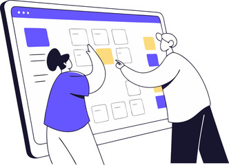 Teamwork and planning on a digital board concept