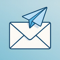 Email icon with envelope and paper plane on blue gradient background