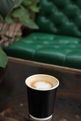 Heart latte art in coffee cup