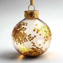 christmas decoration. Decorative ornament with golden details and a shiny surface.