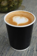 Heart latte art in coffee cup