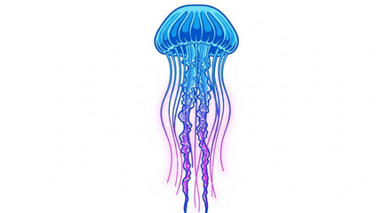 Elegant jellyfish with flowing tentacles, a mesmerizing marine creature with vibrant blue and pink hues in a captivating design