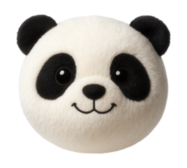 A round panda face pillow toy, ideal for a themed kids' room.