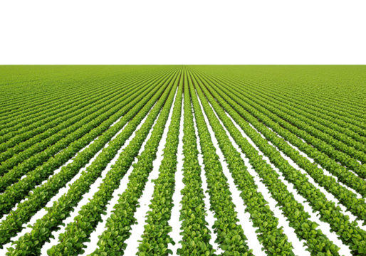 Agricultural Crop Field Rows Isolated on White

