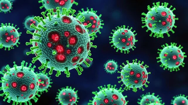 Electron microscopy of reovirus particle showing RNA-protein structure