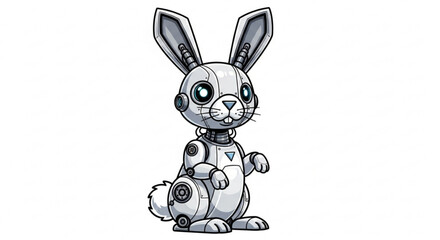 Futuristic robot rabbit with metallic body and glowing eyes, a modern and technological illustration