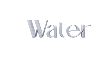 3D Render Text &ldquo;WATER&rdquo; on Transparent Background &ndash; White Elegant Font Typography