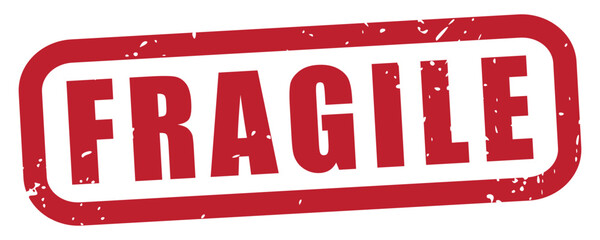fragile text with a rubber stamp effect, distressed grunge texture, shipping, packaging, caution, handle with care, transparent background, red grunge rubber stamp, isolated vector,