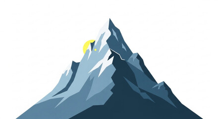 Illustration of a mountain peak, capturing the majesty of nature, adventure, and the challenge of mountaineering in a simple design