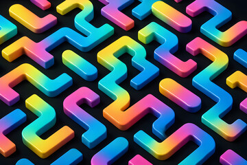 Modern Geometric Pattern with Colorful Gradient Shapes on Dark Background