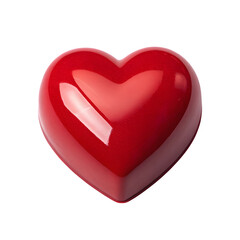 A glossy red heart shaped chocolate confection isolated on a transparent background for romantic or sweet occasions isolated on transparent background