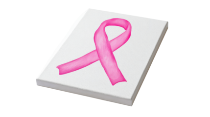 Pink Ribbon Breast Cancer Awareness Symbol on White Canvas Isolated on White Background