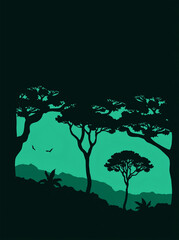 Abstract Rainforest Canopy Silhouette