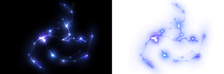 High-quality PNG overlay featuring glowing electric power effects, ideal for sci-fi and weather themes.