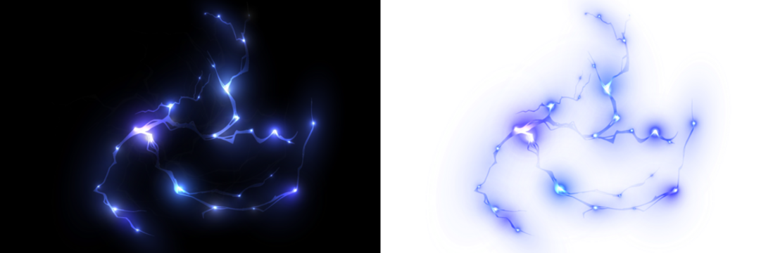 High-quality PNG overlay featuring glowing electric power effects, ideal for sci-fi and weather themes. - Powered by Adobe