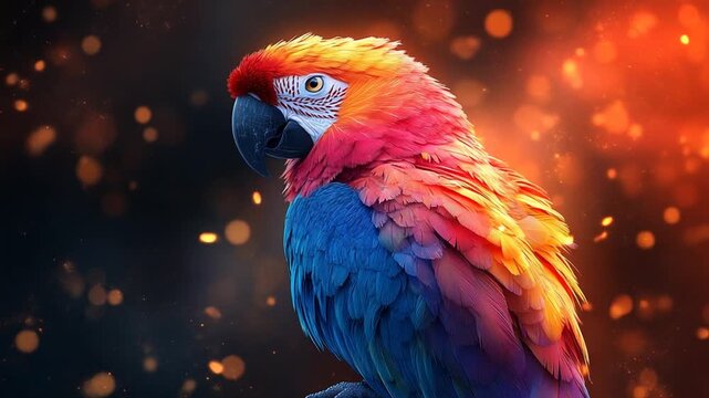 Colorful Parrot in Artistic Rendering with Bokeh Background.