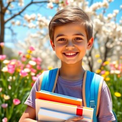 도서, 꼬마, 남자아이, 읽기, 바깥쪽,