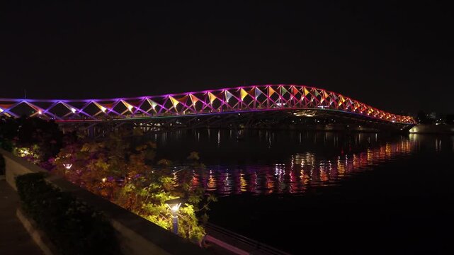 Atal Bridge, Ahmedabad City, Night View, Ahmedabad, Gujarat, India.