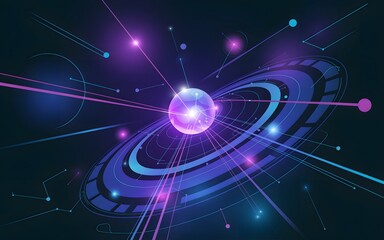 Obraz premium Abstract illustration of a futuristic digital sphere with interconnected lines and glowing elements, representing technology, innovation, and interconnectedness.