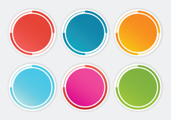 Colorful Circular Labels Vector Set – Gradient Round Badges Collection for Infographic or Modern Design Elements