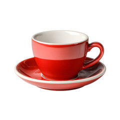 Red Ceramic Coffee Cup and Saucer Set with Elegant Design