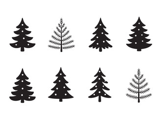 set of silhouette christmas trees. vector illustration