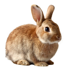 Obraz premium Cute brown and white fluffy rabbit isolated on white background