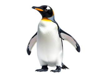Adorable Penguin Standing Upright with Smooth Feathers and Charming Expression, Antarctic Wildlife Bird, Isolated on Transparent Background, PNG