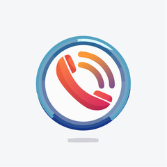 A colorful phone icon with sound waves inside a blue circle, representing communication.