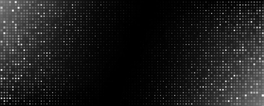 Abstract pixel gradient bg with monochrome squares from white to deep black for digital design projects. Geometric mosaic pattern background with modern tech atmosphere and subtle depth and texture.