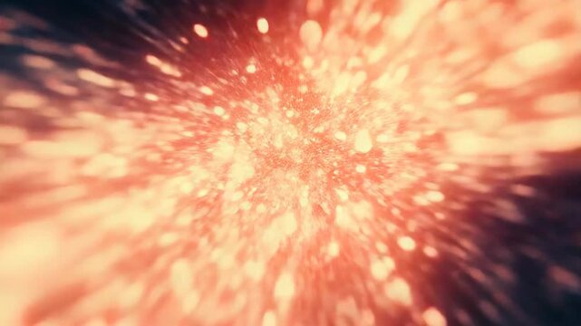 Fiery explosion sparks flying through abstract space