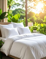 Serene Bedroom Oasis with Lush Green View