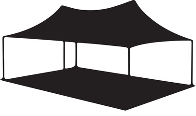 Silhouette of a black pop up canopy tent with four legs providing shade and shelter for outdoor events © Vector ForceX