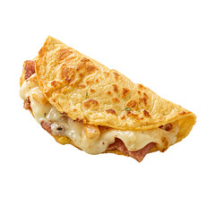 Savory crepe filled with ham, melted cheese, and saut?ed asparagus for a delicious breakfast