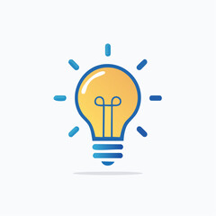 A bright yellow light bulb with blue accents, symbolizing a new idea or innovation.