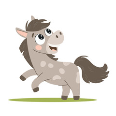 Cute cartoon horse. Vector illustration isolated on a white background.