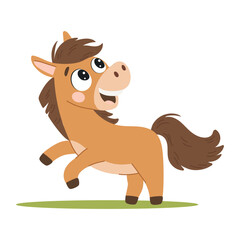 Cute cartoon horse. Vector illustration isolated on a white background.