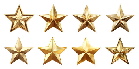 Obraz premium PNG Shiny golden stars collection, element set on transparent background