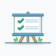 Illustration of a whiteboard with check marks, representing tasks completed and goals achieved.