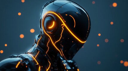 Futuristic person with glowing lines