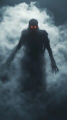 Mysterious figure in a misty atmosphere