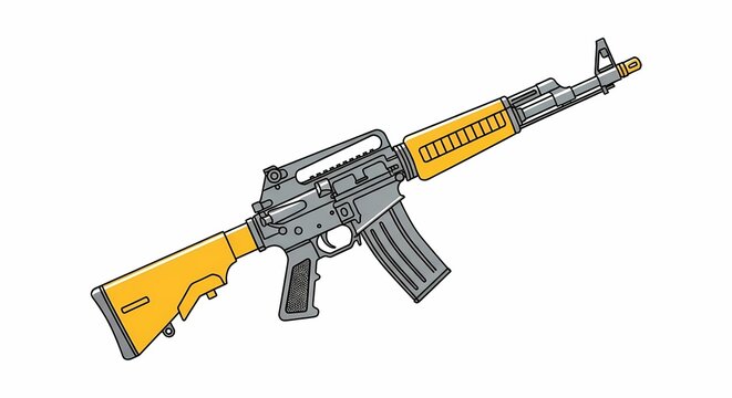 AR-15 Style Rifle Vector Illustration Isolated on White Background